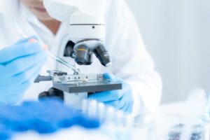 Scientist analyzing samples